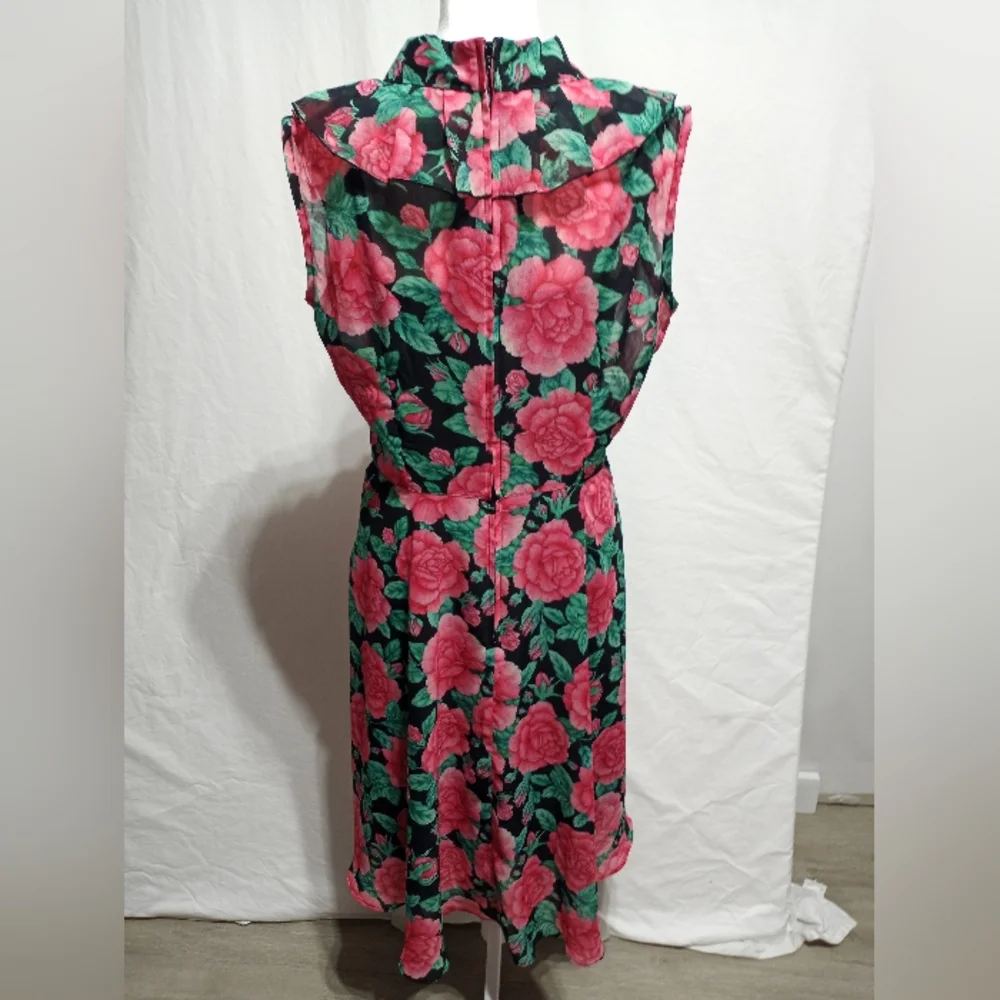 Hell Bunny Eden Rose Floral Ruffled Dress Size Medium Rose Floral Print - Picture 2 of 13